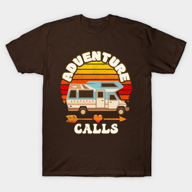 Funny Camping Adventure Calls Retro Camper T-Shirt by tamdevo1